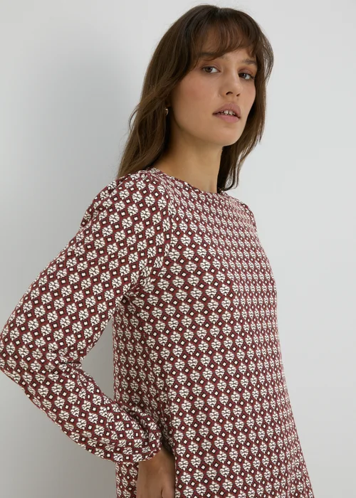 Burgundy Geometric Mini Dress - 8 Image 3