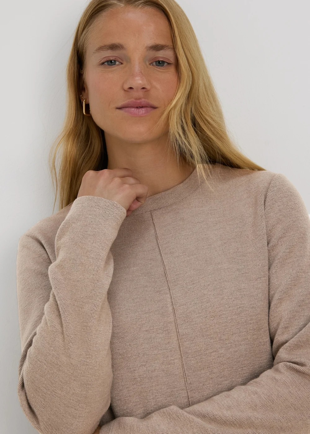 Taupe Ribbed Sweater Dress - 8 Image 3