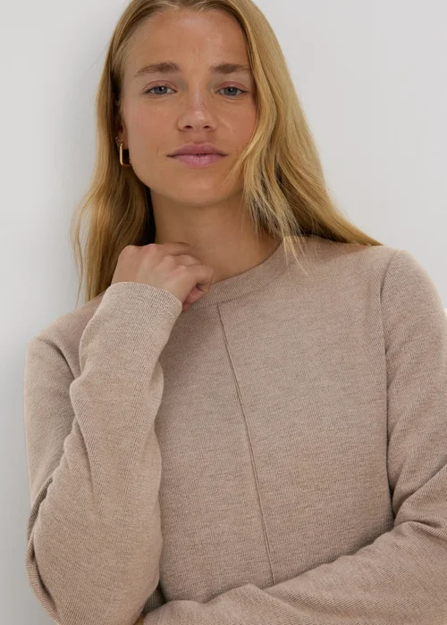 Taupe Ribbed Sweater Dress - 8 Image 3