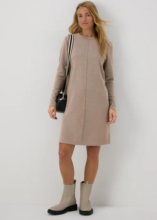 Taupe Ribbed Sweater Dress - 8 Image 4