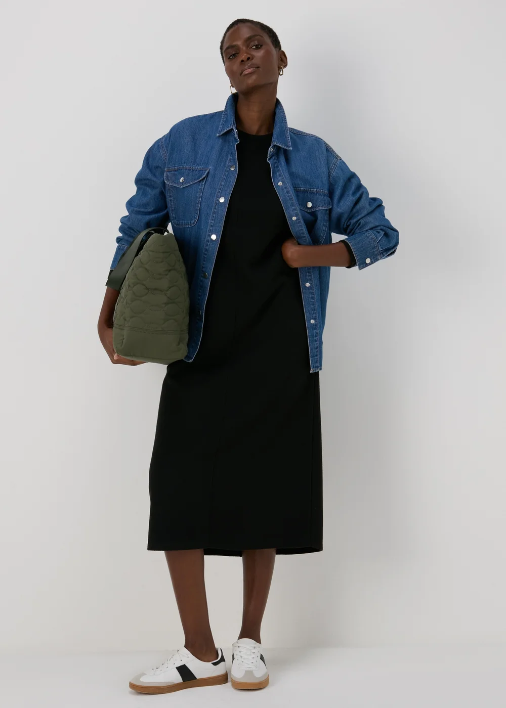 Black Ribbed Midi Dress - 8 Image 4
