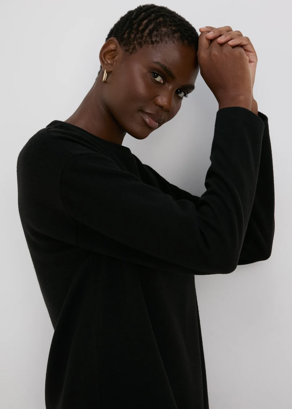 Black Ribbed Midi Dress - 8 Image 3