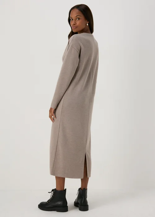 Taupe Ribbed Midi Dress - 8 Image 2