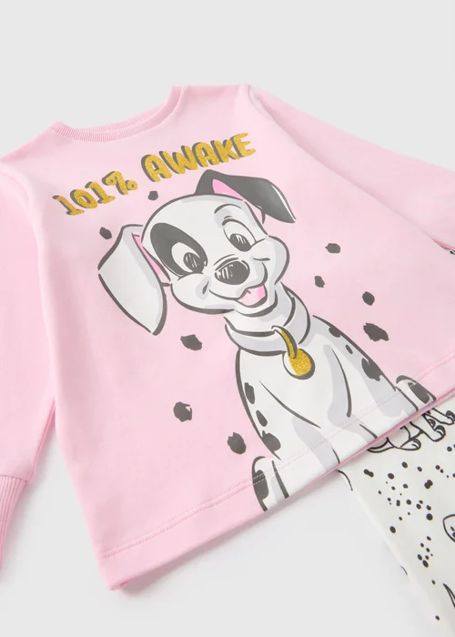 Disney Kids Pink 101 Dalmatians Top & Bottom Pyjama Set (1-7yrs) - 1 half year to 2 Image 2