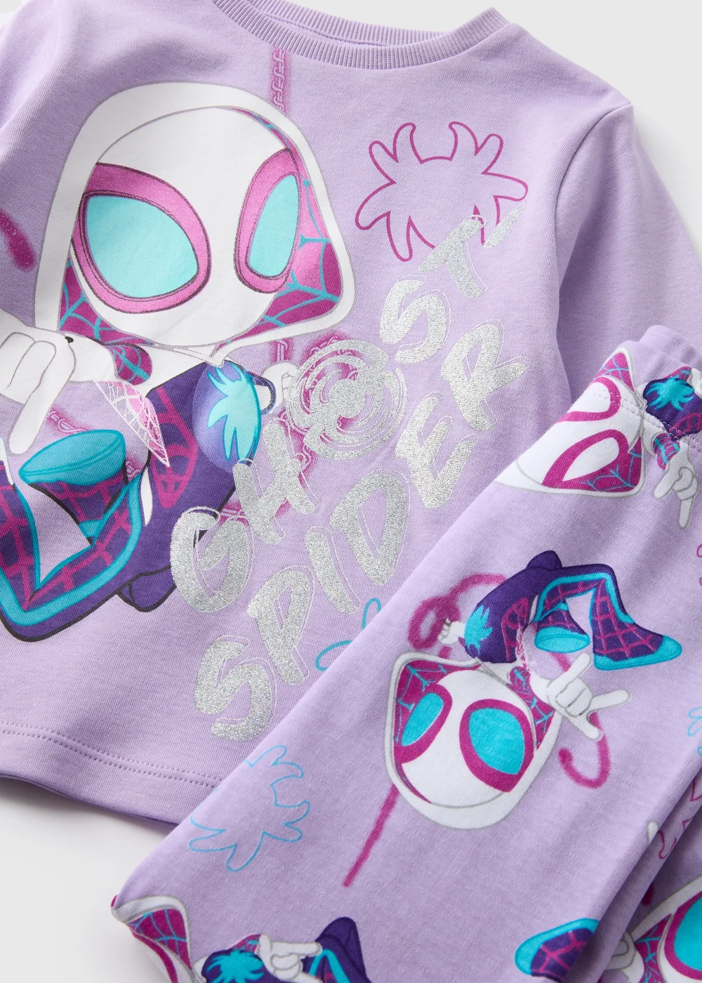 Marvel Kids Purple Ghost Spider Top & Bottom Pyjama Set (1-7yrs) - 1 half year to 2 Image 2