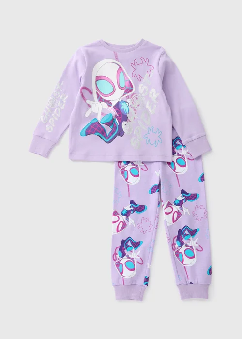 Marvel Kids Purple Ghost Spider Top & Bottom Pyjama Set (1-7yrs) - 1 half year to 2 Image 1