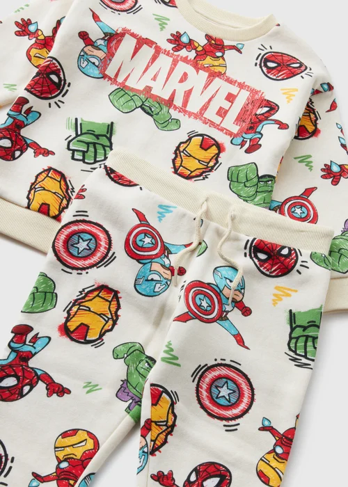 Marvel Kids Cream Avenger Sweatshirt & Jogging Bottoms Set (1-7yrs) - 1 half year to 2 Image 2