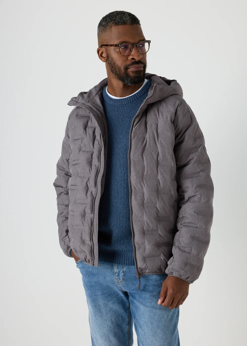 Grey Quilted Puffer Jacket - S Image 1