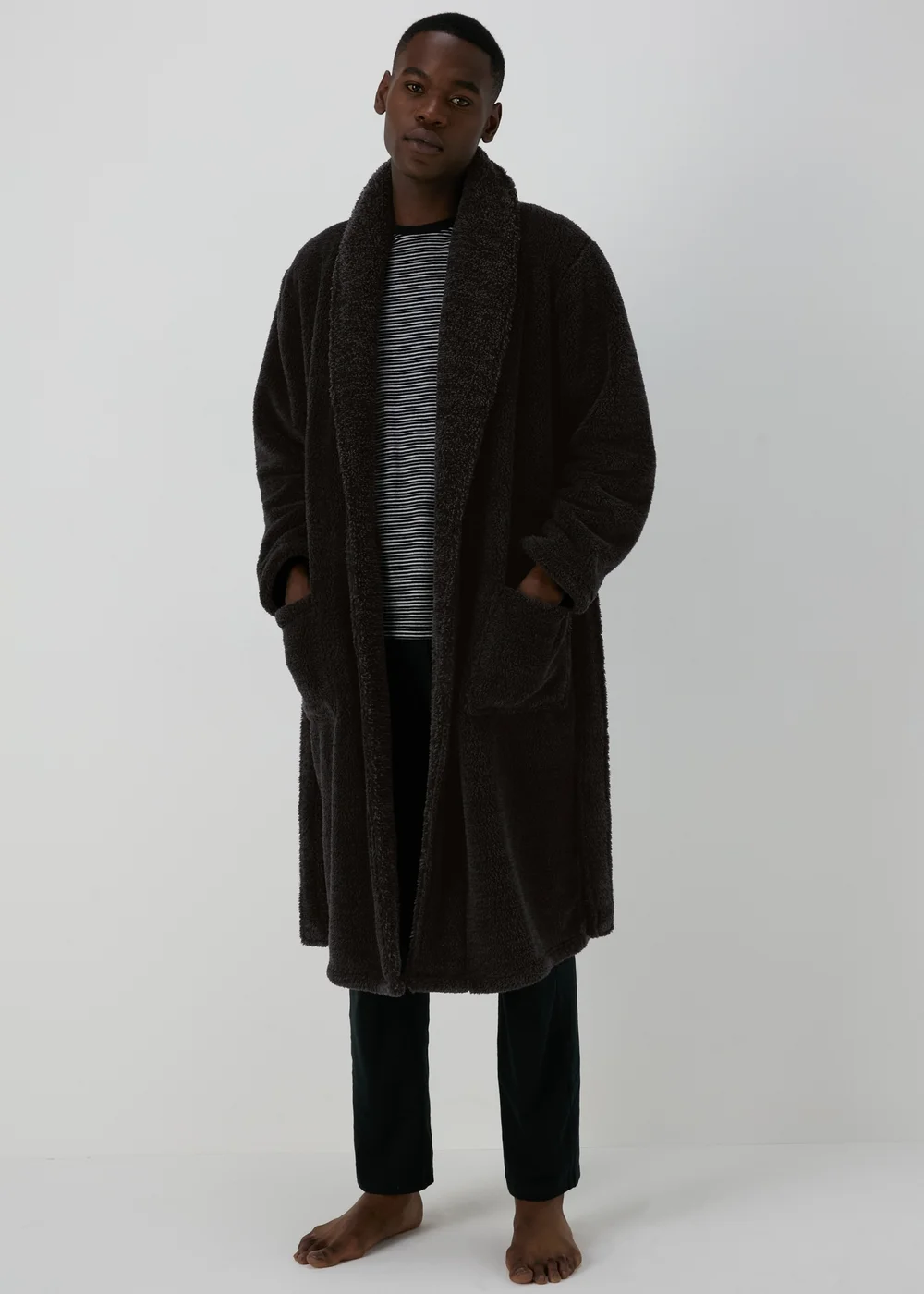 Charcoal Fleece Dressing Gown - Extra small Image 1