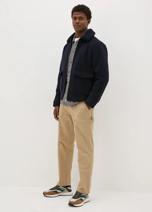 Navy Borg Collar Smart Jacket - S Image 1
