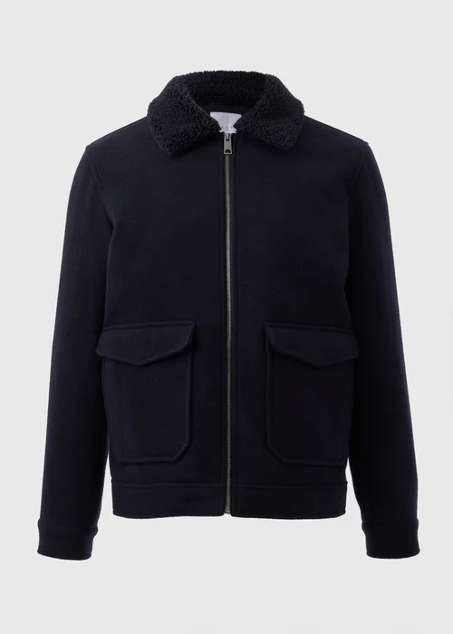 Navy Borg Collar Smart Jacket - S Image 4