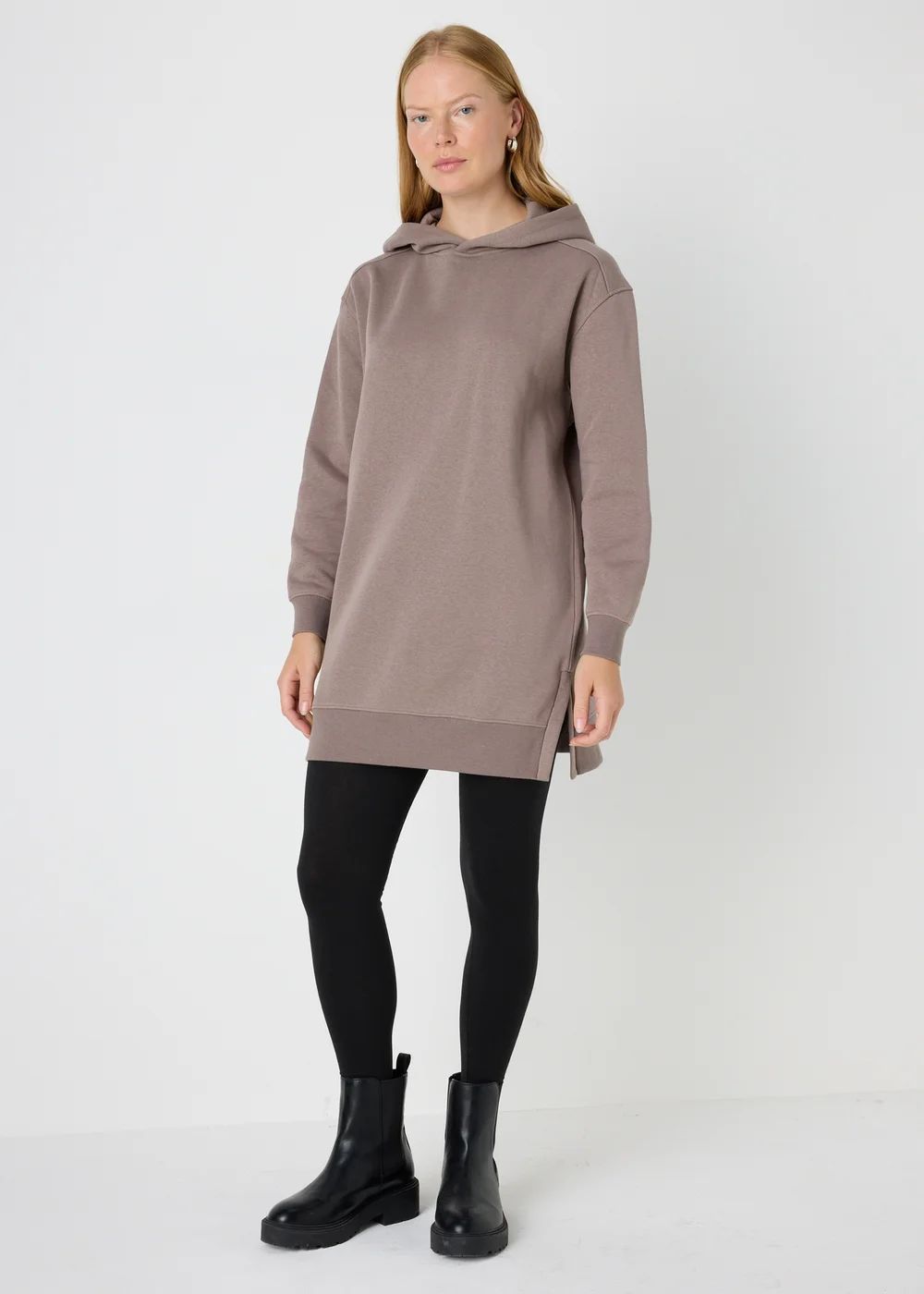 Brown Longline Hoodie - S Image 1