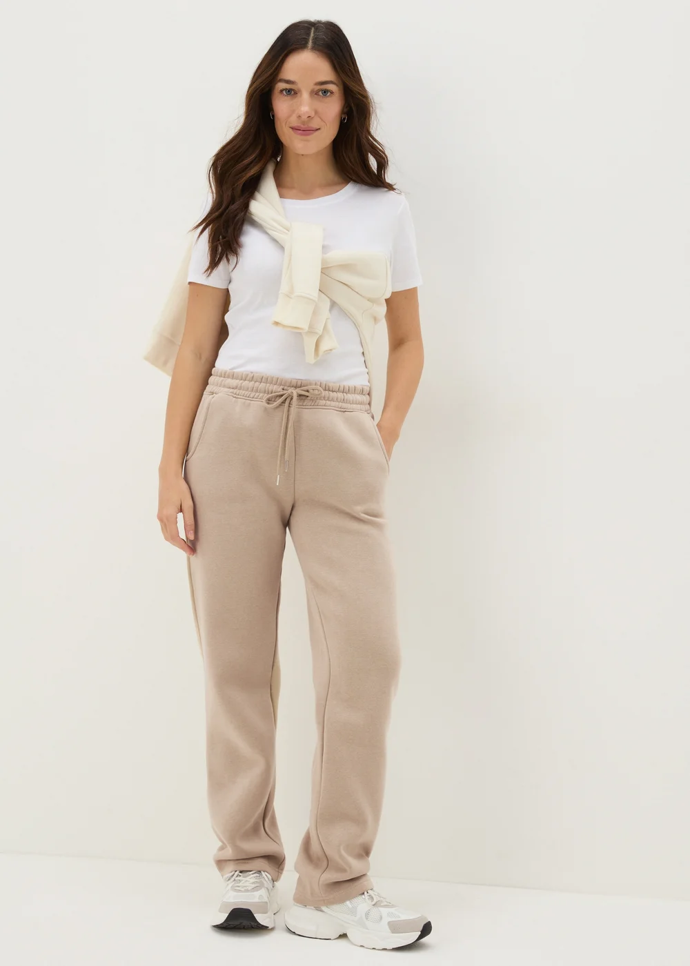 Beige Straight Jogging Bottoms - S Image 2