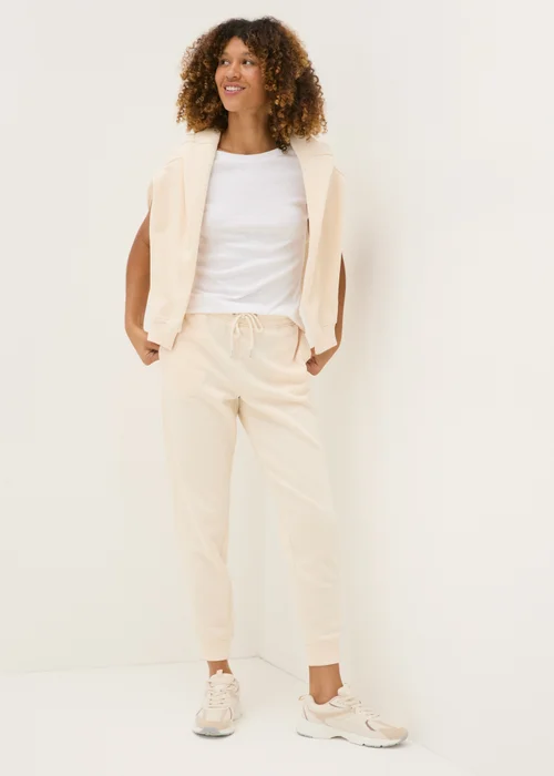 Cream Tapered Leg Jogging Bottoms - S Image 1