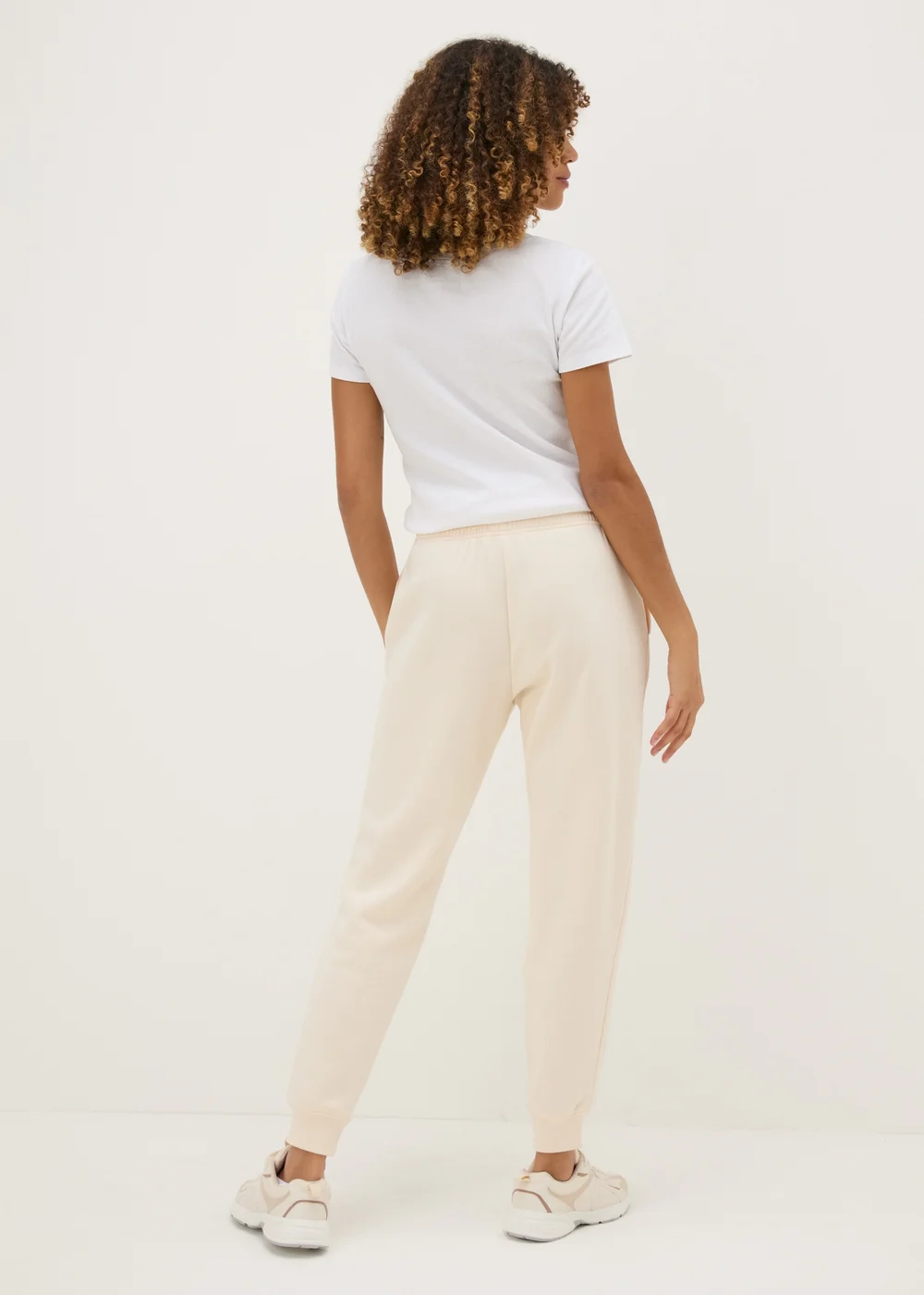 Cream Tapered Leg Jogging Bottoms - S Image 2