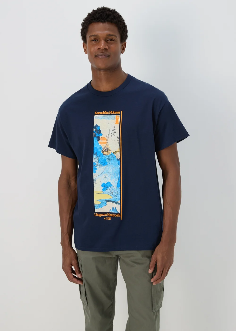 Navy Japanese Graphic T-Shirt - S Image 1