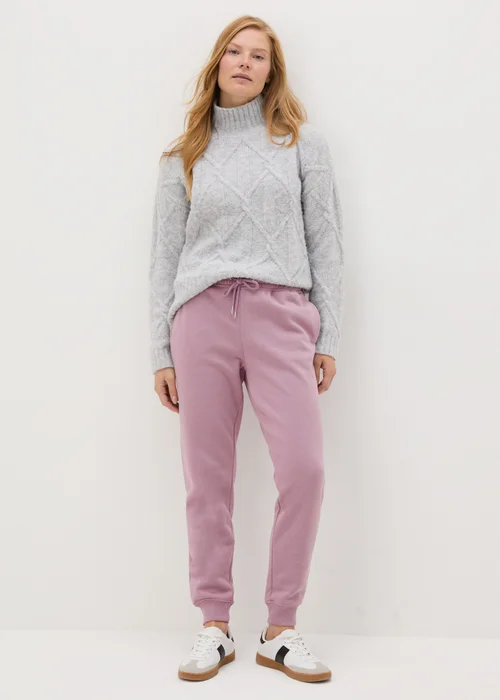 Purple Tapered Leg Jogging Bottoms - Small Image 1