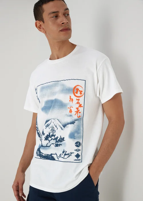 White Japanese Wave T-Shirt - S Image 3