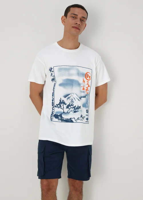 White Japanese Wave T-Shirt - S Image 1