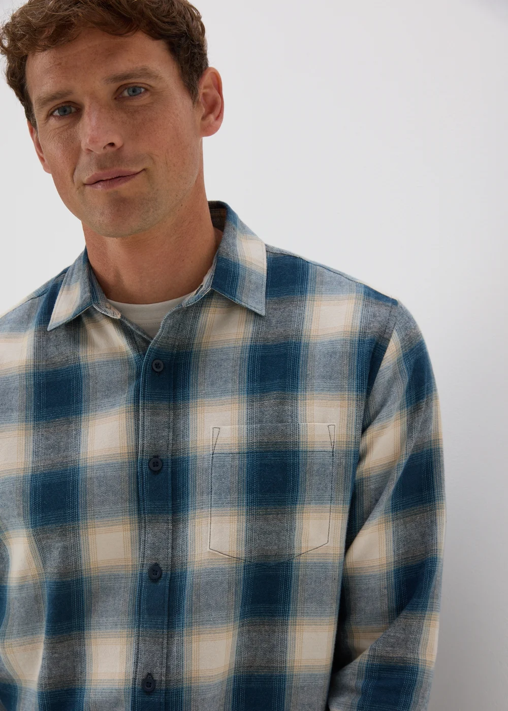 Blue Check Flannel Shirt - S Image 1