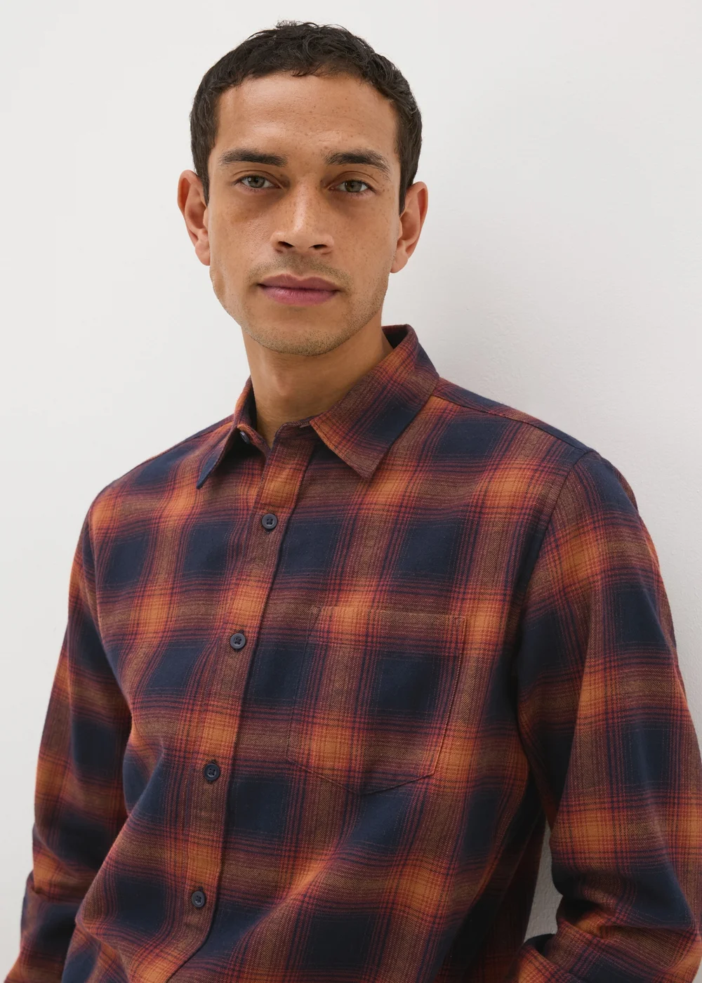 Orange Check Flannel Shirt - S Image 2