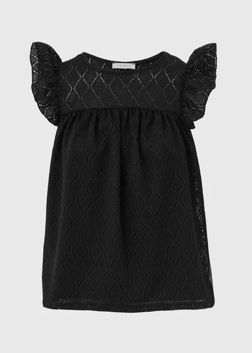 Black Pointelle Ruffle Top - Size 8 Image 5