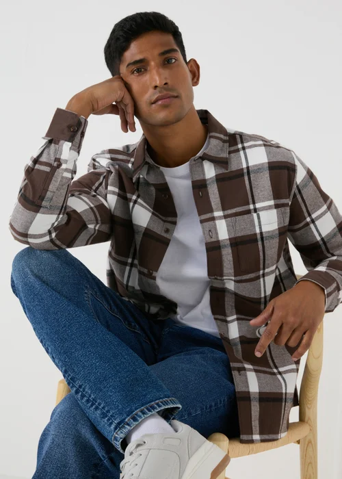 Brown Check Flannel Shirt - S Image 1