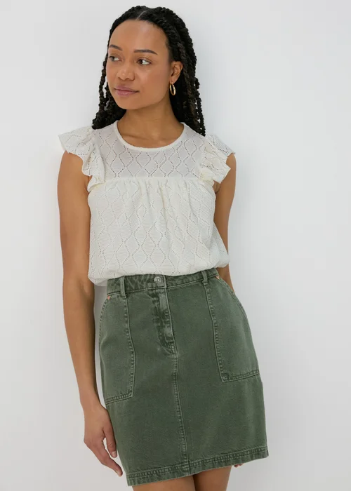 Ecru Pointelle Ruffle Top - 8 Image 1