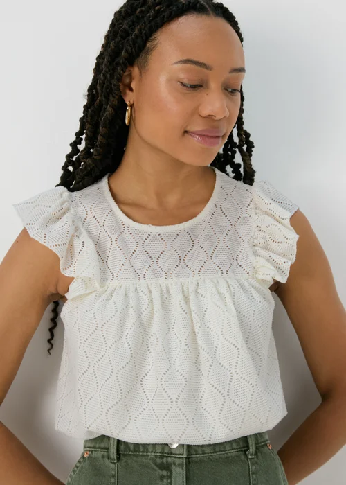 Ecru Pointelle Ruffle Top - 8 Image 3