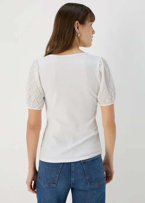 Ecru Pointelle Sleeve Top - Size 8 Image 2