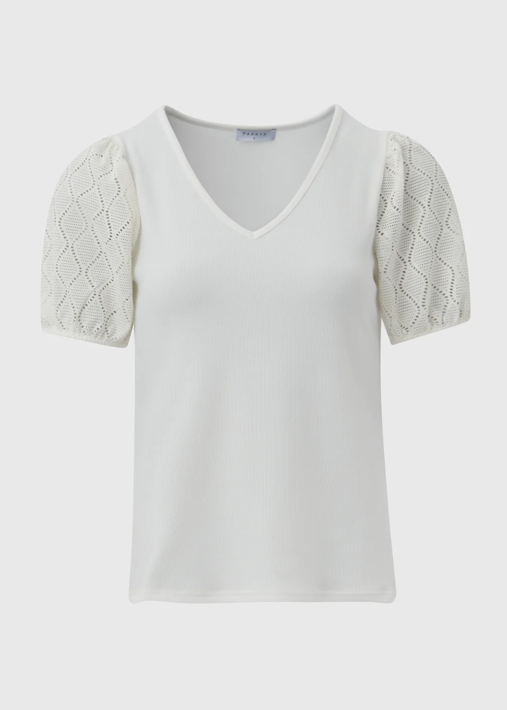 Ecru Pointelle Sleeve Top - Size 8 Image 5