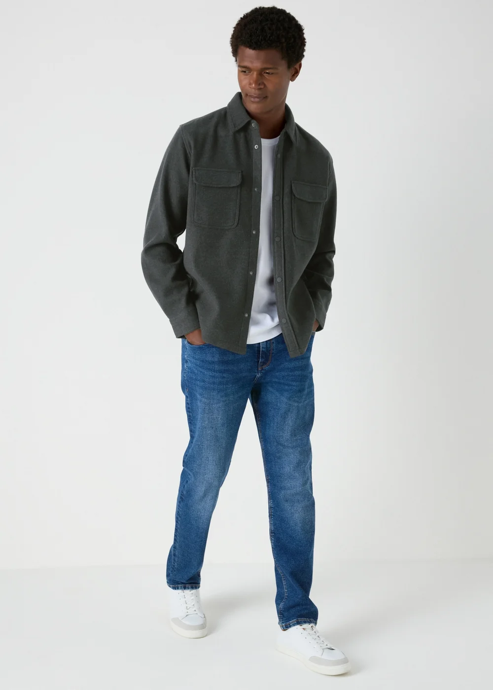 Charcoal Plain Over Shirt - S Image 3