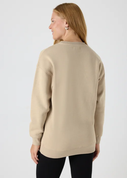 Beige Longline Sweatshirt - Small Image 2