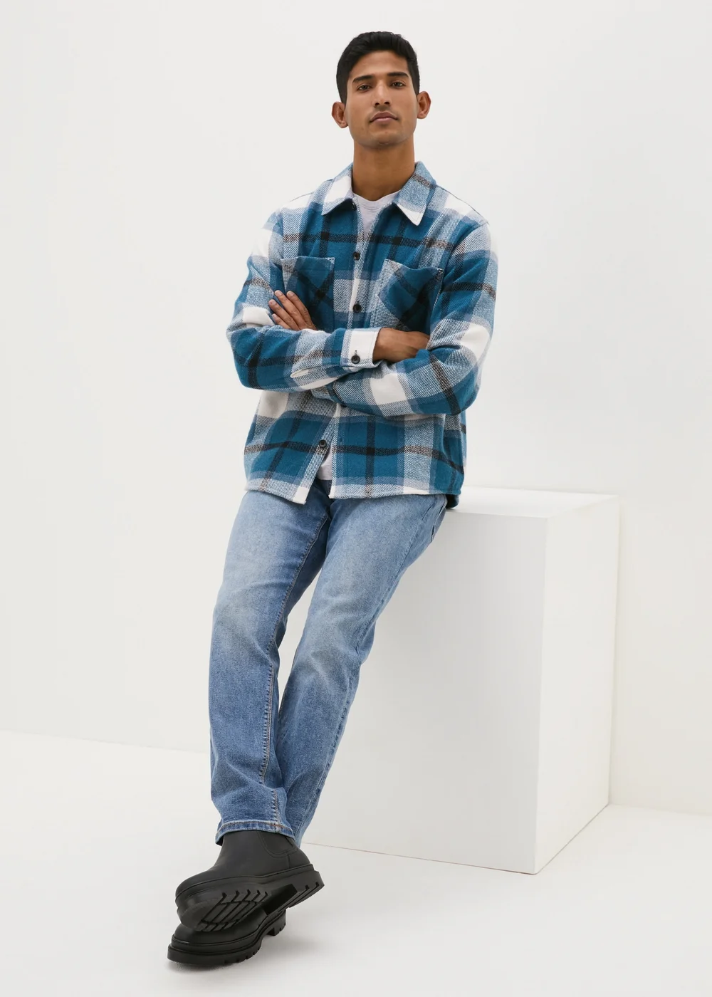 Blue Check Shacket - S Image 3