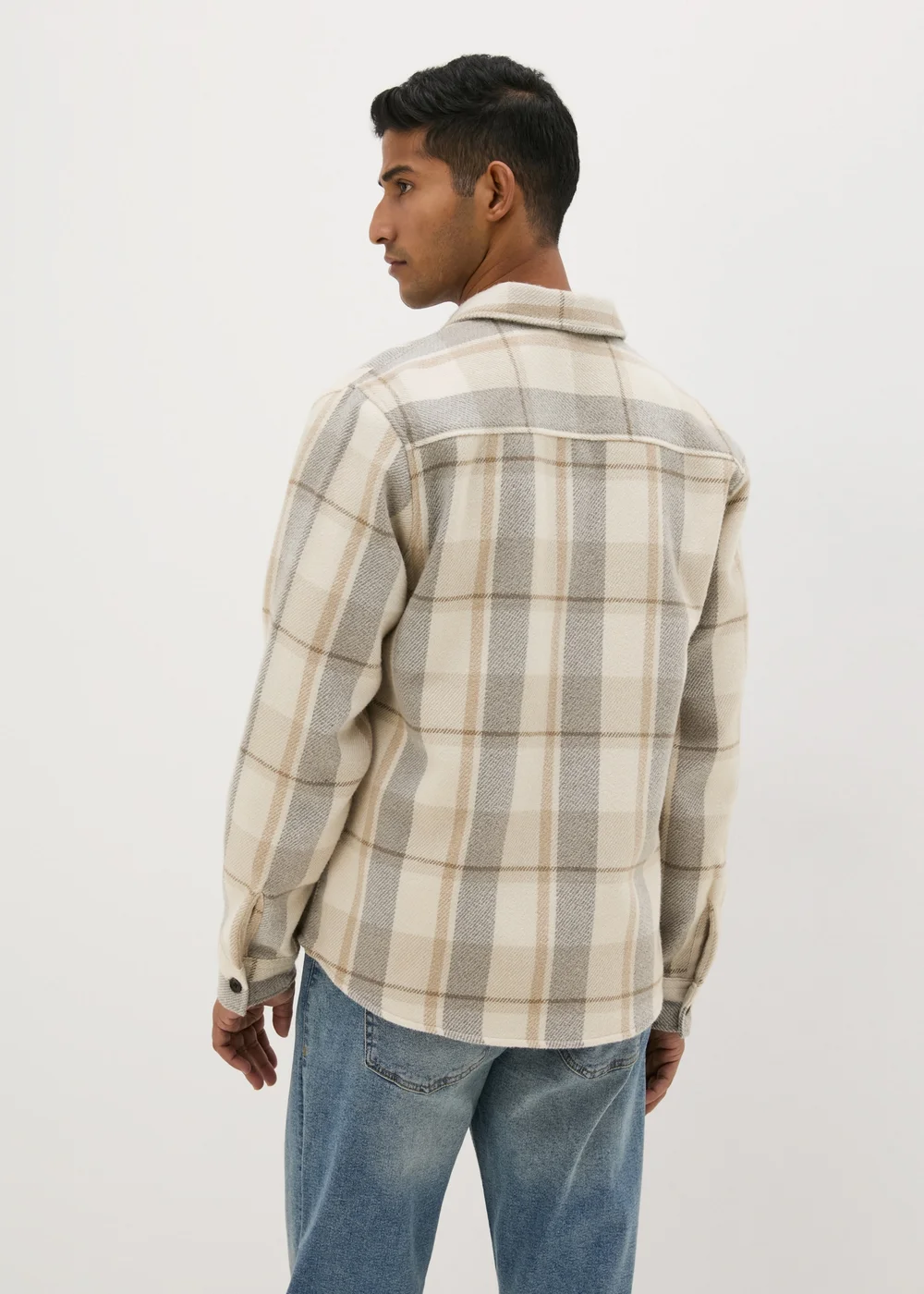 Ecru Check Lined Shacket - S Image 2