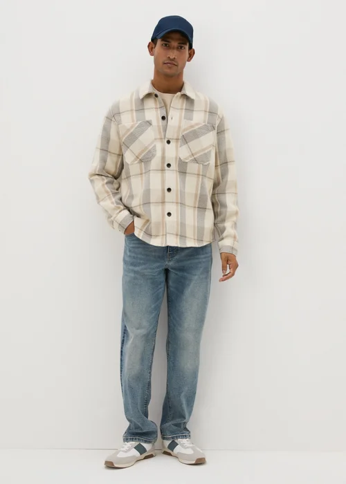 Ecru Check Lined Shacket - S Image 3