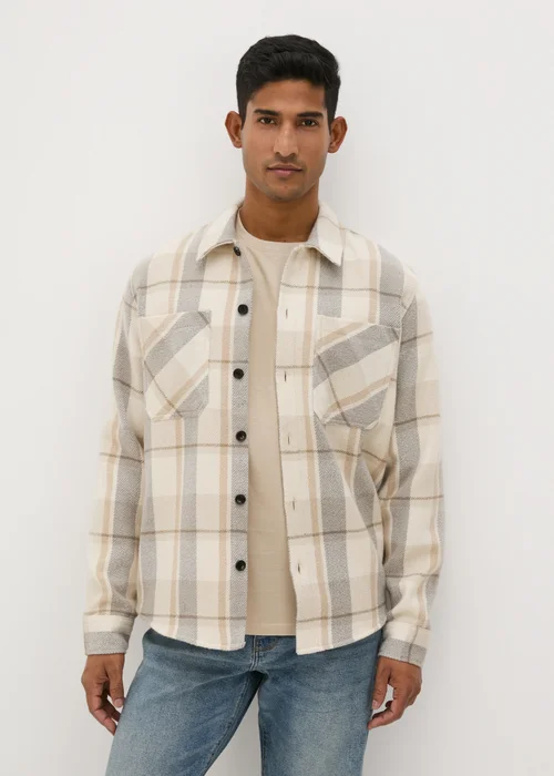 Ecru Check Lined Shacket - S Image 1