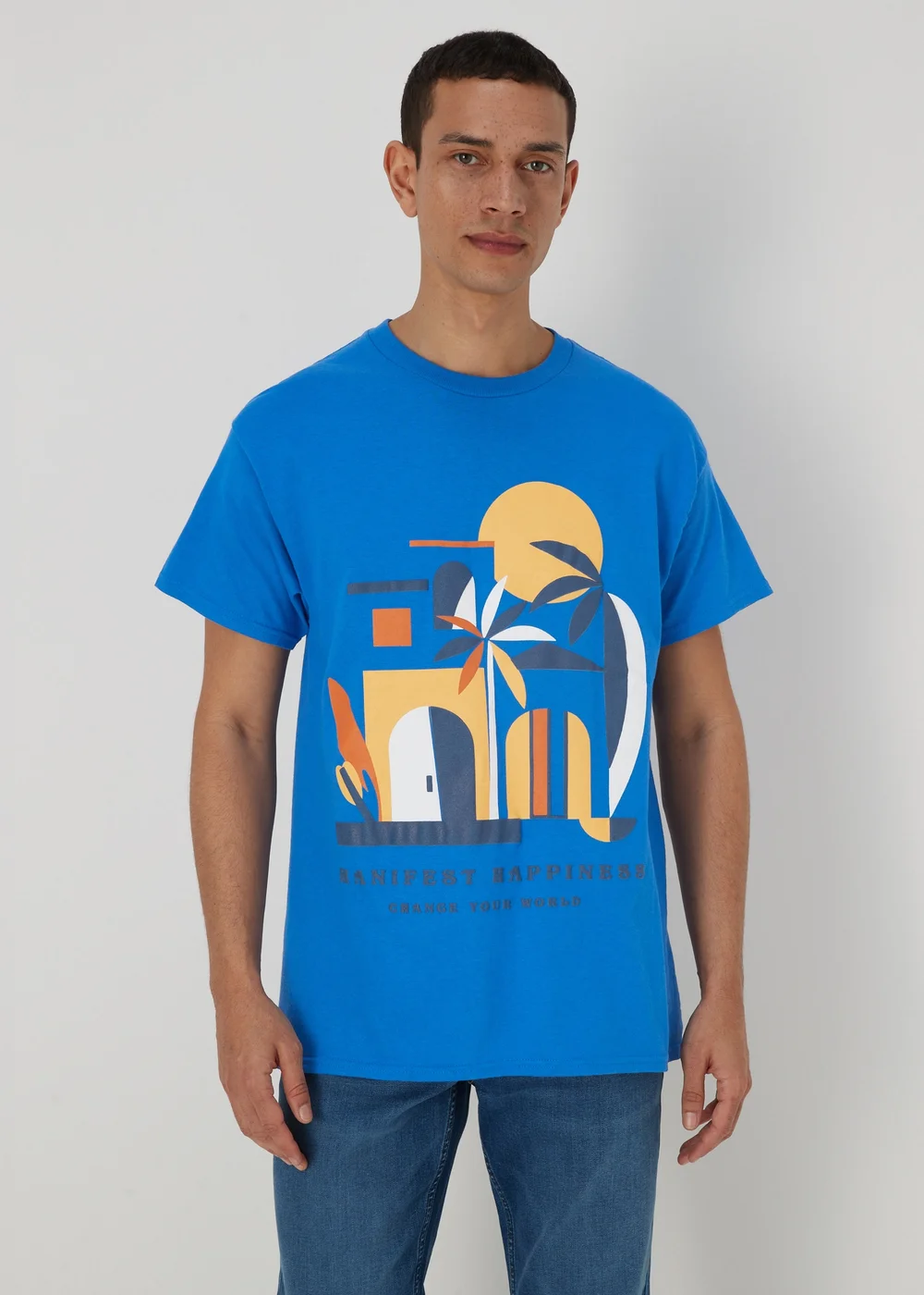 Bright Sapphire Manifest Happiness T-Shirt - S Image 3