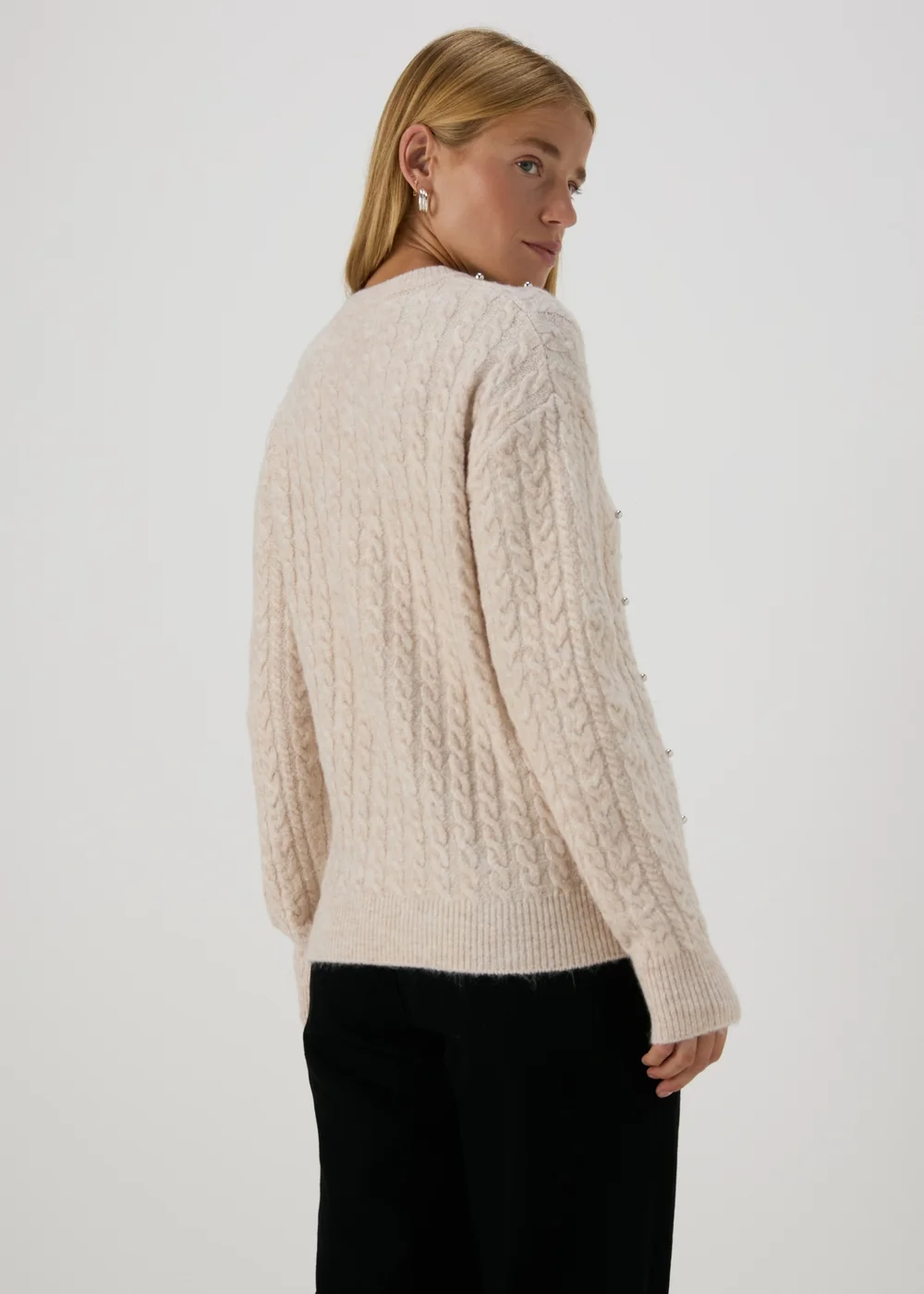 Cream Embellished Cable Knit Jumper - XS Image 2