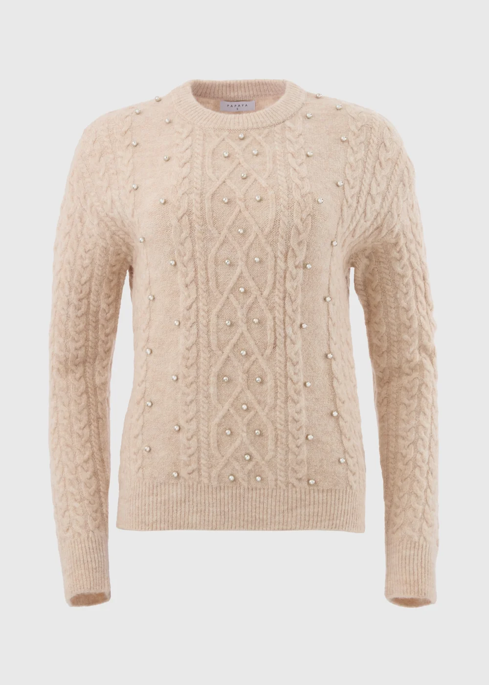 Cream Embellished Cable Knit Jumper - XS Image 5