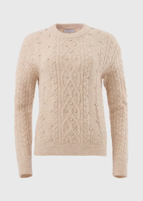 Cream Embellished Cable Knit Jumper - XS Image 5