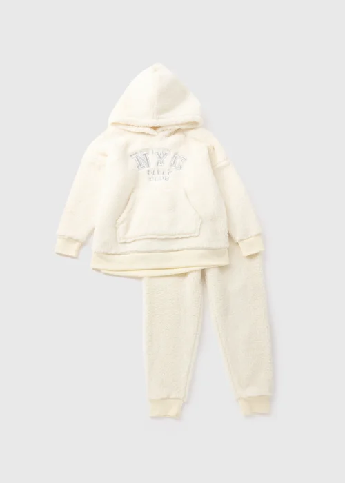 Girls Mini Me Cream Hoodie & Bottoms Lounge Set (7-13yrs) - Age 7 Years Image 1