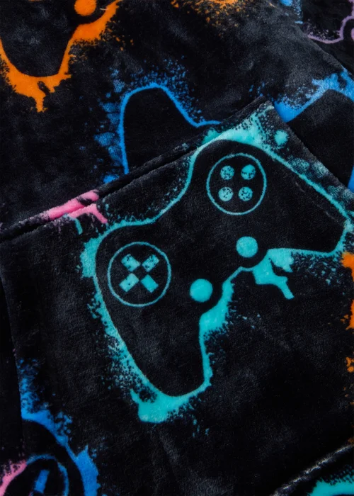 Boys Black Gaming Snuggle Hoodie (7-15yrs) - Small Image 2