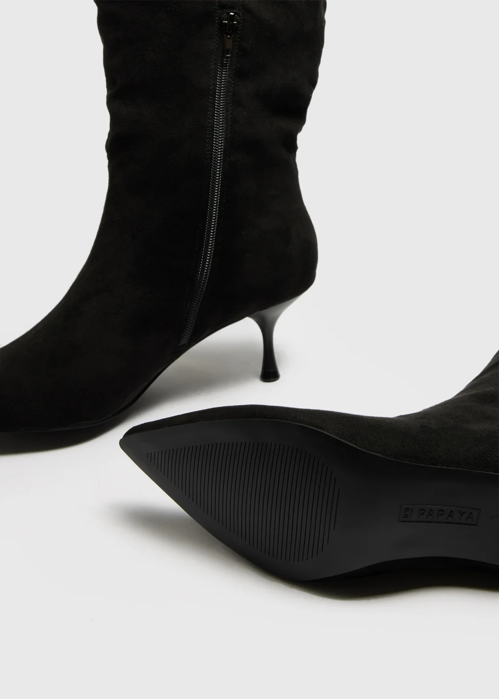 Black Pointed Knee High Boots - Size 3 Image 2