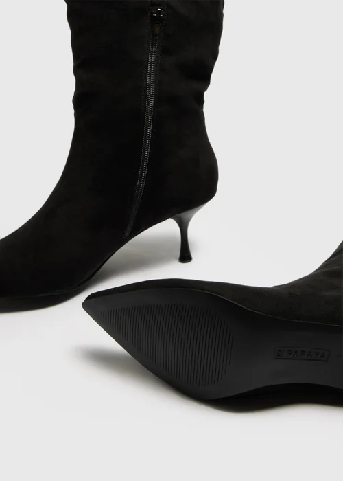 Black Pointed Knee High Boots - Size 3 Image 2