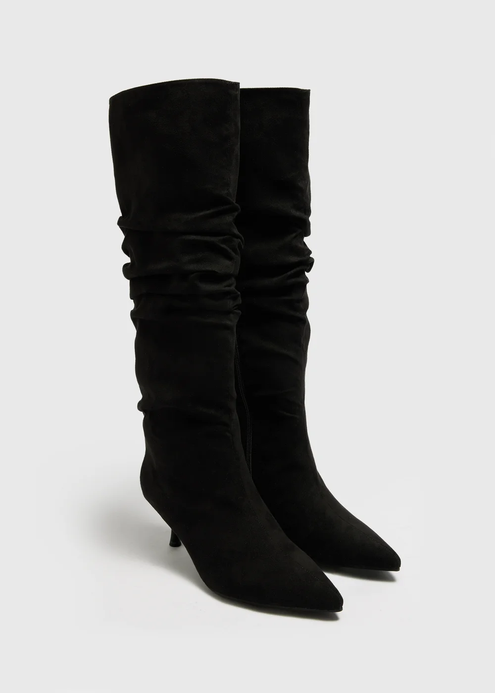 Black Pointed Knee High Boots - Size 3 Image 1