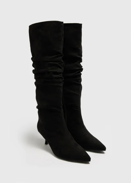 Black Pointed Knee High Boots - Size 3 Image 1
