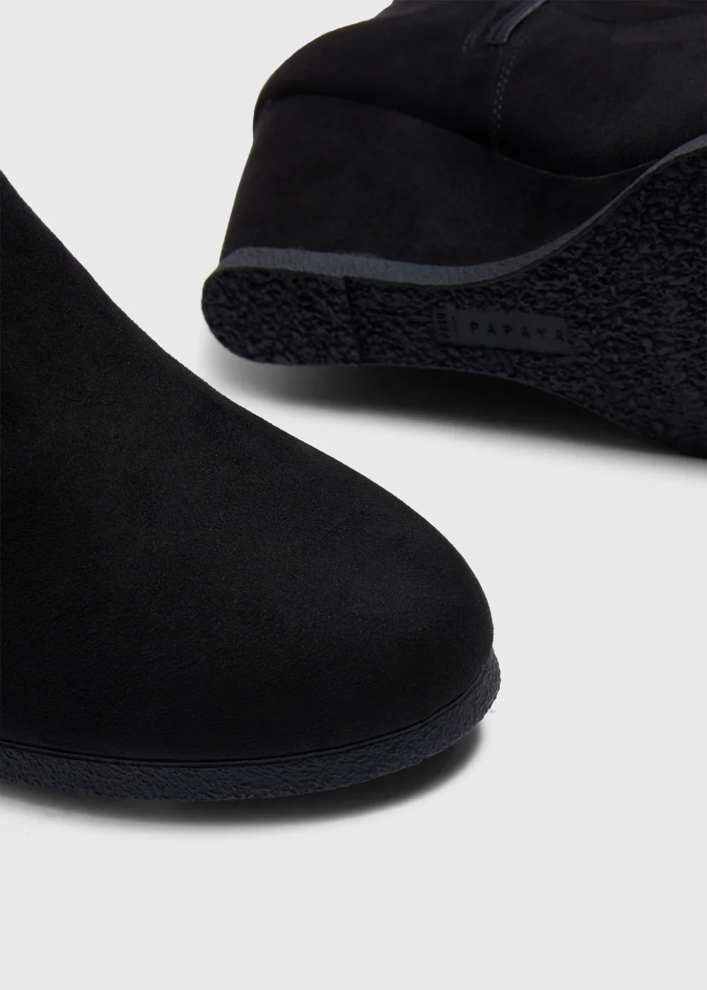 Black Slouch Knee Wedge Boots - Size 3 Image 2