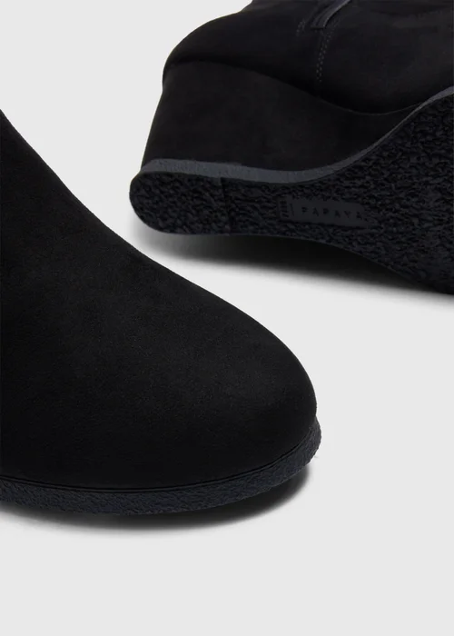 Black Slouch Knee Wedge Boots - Size 3 Image 2