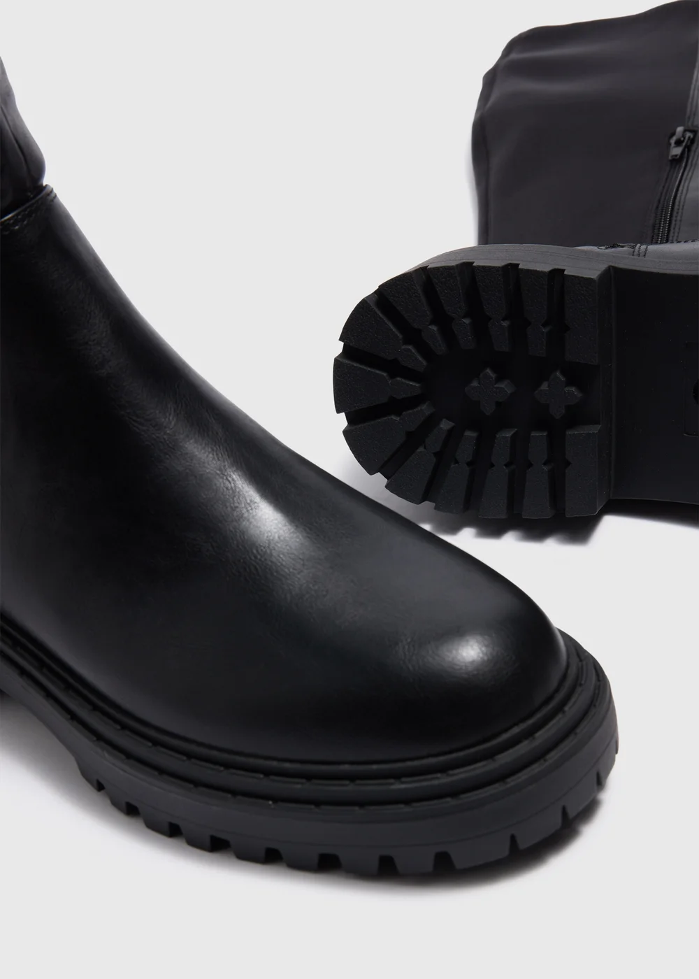 Black Cleated Knee Boots - Size 3 Image 2